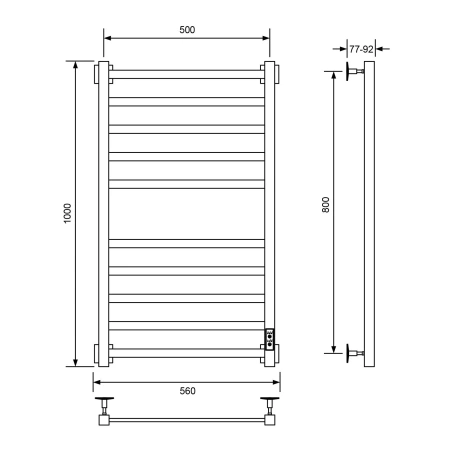 Полотенцесушитель электрический Veconi Barro-A B10050B-A 50х100 черный