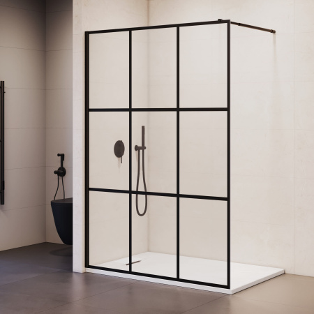 Душевая перегородка RGW Walk In 411011112-84 120х195 стекло с рисунком профиль черный