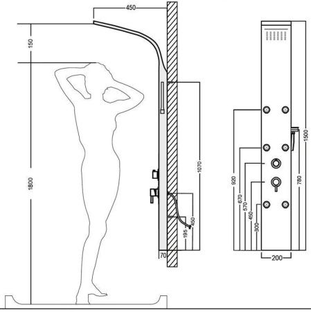 Душевая панель Aquanet Galaxy AP40-04 настенная цвет черный