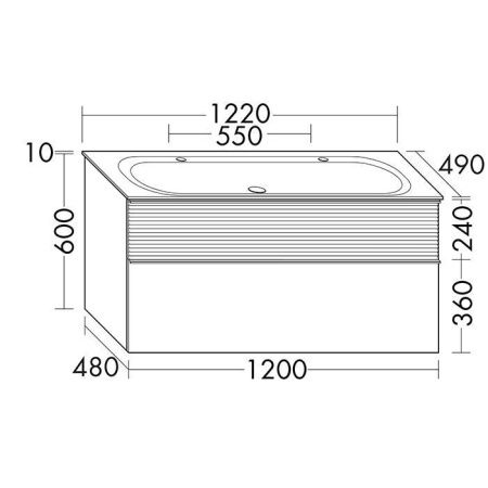 Тумба с раковиной Burgbad Fiumo SFXO122F3956FOT45G0200C0001*2 120х50 подвесная цвет коричневый/белый