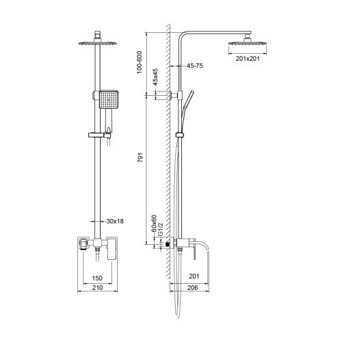 Душевая стойка Timo Tetra-thermo SX-0169/00 настенная цвет хром - фото 2
