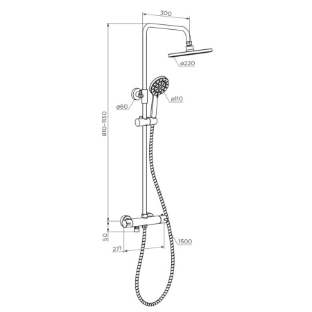 Душевая стойка Dorff Futura D0710522 настенная цвет черный с термостатом