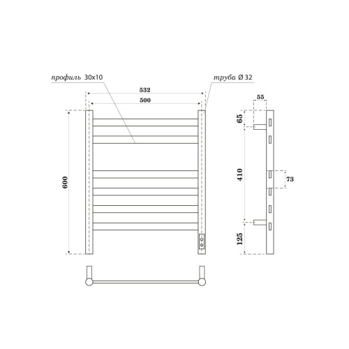 Полотенцесушитель Point Селена PN16856GR электрический графит - фото 2