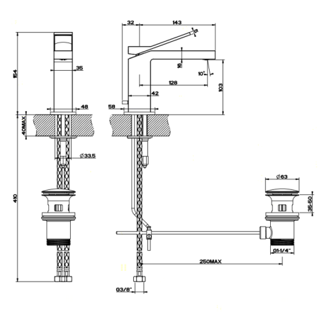Смеситель Gessi Rettangolo K 53001#031 на раковину хром