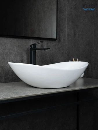 Раковина керамическая Gid Lago 51175 60х40 накладная цвет белый без отверстий под смеситель