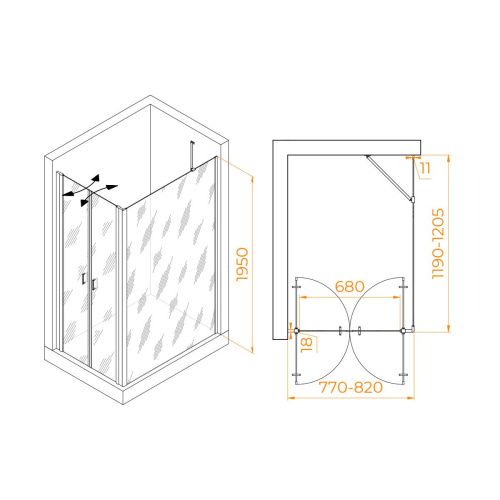 Душевой уголок RGW Passage 060814482-14 120х80 стекло прозрачное профиль черный без поддона - фото 2