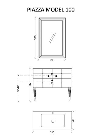 Тумба под раковину Armadi Art Vallessi Avantgarde 841-100-BCR 100х50 подвесная цвет черный