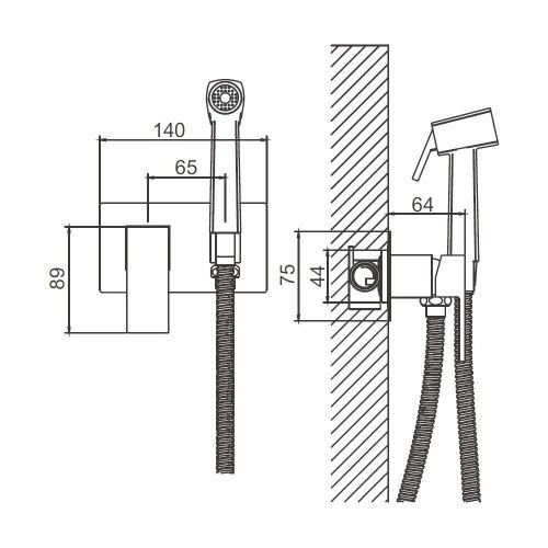 Гигиенический душ со смесителем Belz B808 B55808-3 оружейная сталь - фото 3