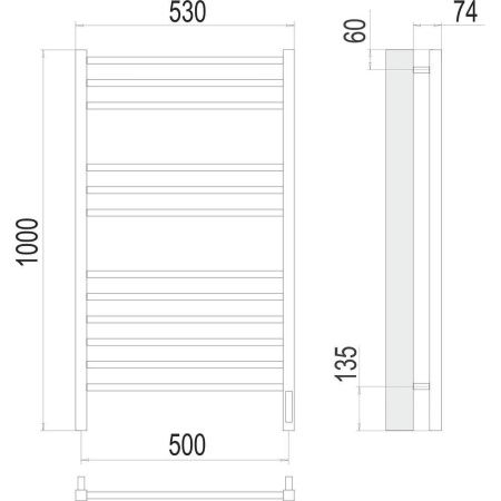 Полотенцесушитель электрический Terminus 4670078526298 55х100 хром