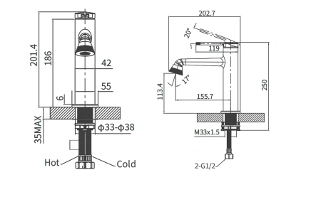 Смеситель Arrow AMP11855H на раковину черный