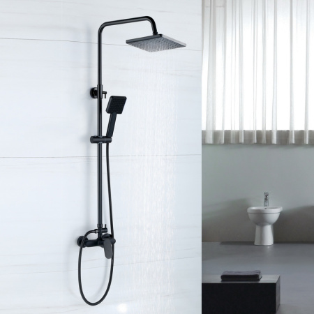 Душевая стойка Bond Cube B01-8488 настенная цвет черный матовый