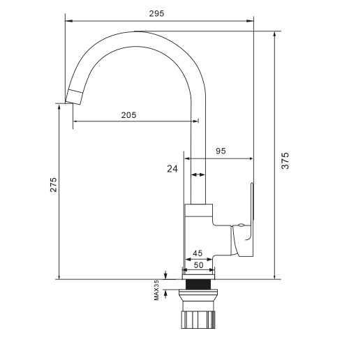 Смеситель для кухни WesnaArt Ray RAY11-110 на мойку хром - фото 2