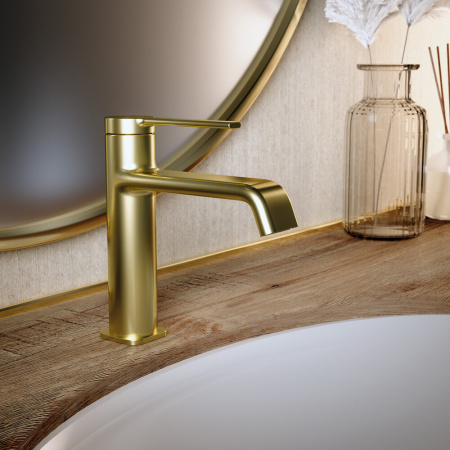 Смеситель Clever VELVET 61938 на раковину золото брашированное