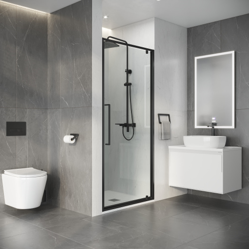 Душевая дверь Niagara Nova NG-35-8AGR 80х195 стекло прозрачное профиль графит матовый - фото 5