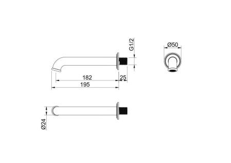 Излив для ванны Aquatek КЛАССИК AQ1541CR настенный хром