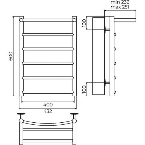 Полотенцесушитель Terminus 4670078556707 43х60 водяной хром - фото 3