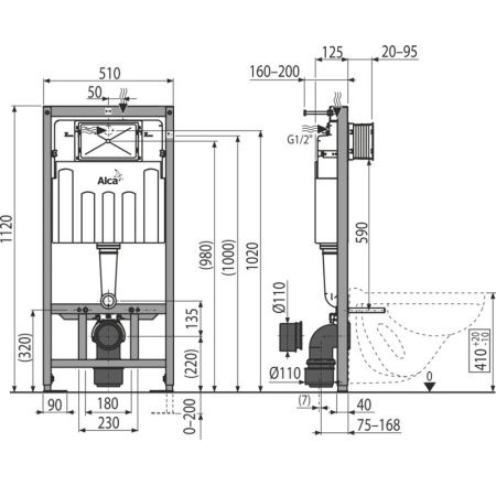 Инсталляция для унитаза Alcadrain  AM101/1120-0001