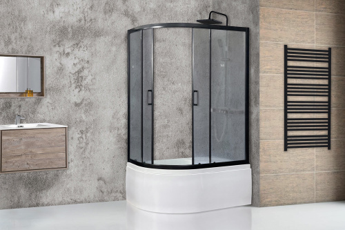 Душевой уголок Royal Bath BK RB8120BK-C-BL-R 120х80 стекло матовое профиль черный с поддоном