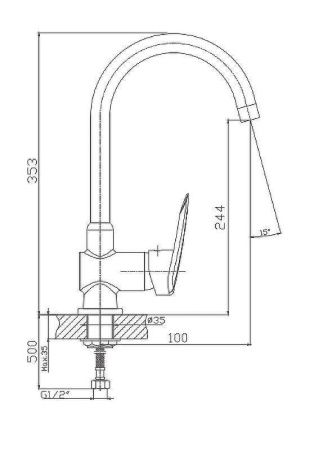 Смеситель для кухни Haiba HB07 HB4007 на мойку хром