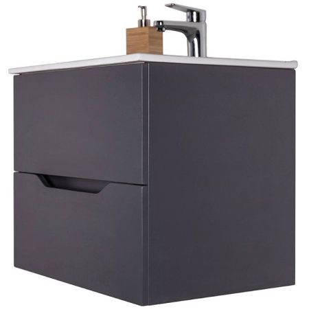 Тумба с раковиной Orange Line Li-60Tug+Ra 60х50 подвесная цвет серый