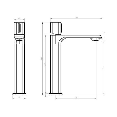 Смеситель для раковины Esko ABU25 на столешницу хром