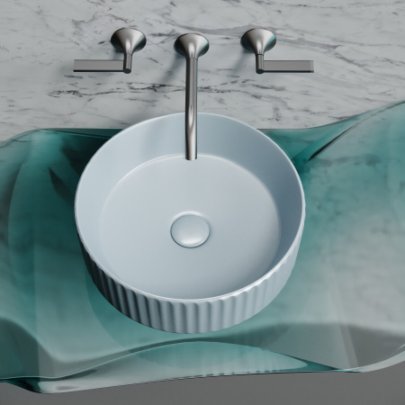 Раковина из сантехнического фарфора Ceramica Nova ELEMENT CN6057MHL 36х36 накладная цвет серо-голубой матовый без отверстий под смеситель