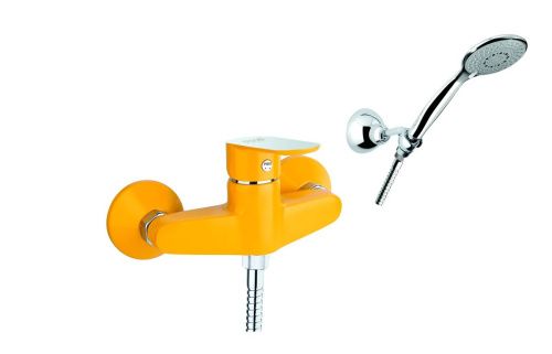Смеситель для ванны и душа Fiore 81YX6510 настенный хром/желтый - фото 2