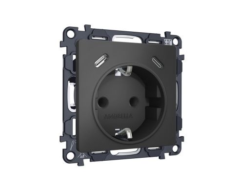 Комплект механизма электрической розетки 2USB С+C 20W с/з на винтовых зажимах 16A-250V Ambrella Volt MA MA910510 - фото 3
