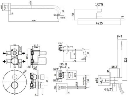 Душевая система Paffoni Light KITLIG018NO006 встраиваемая в стену цвет черный