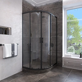 Душевой уголок Veconi Rovigo RV107B-80-01-C4 80х80 стекло прозрачное профиль черный без поддона