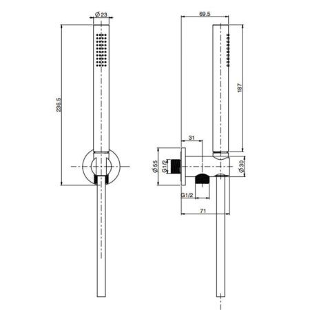 Душевой гарнитур Fima Carlo Frattini Spillo Steel F2951/4INOX настенный нержавеющая сталь
