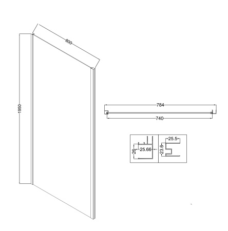 Боковая стенка Niagara Nova NG-A80-34 80х195 стекло прозрачное профиль хром глянцевый