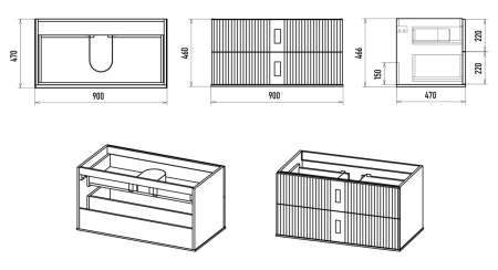 Тумба под раковину Brevita Sevilla SEV-09090-0102Я 90х50 подвесная цвет белый