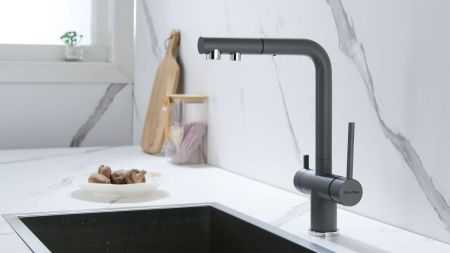 Смеситель для кухни Paulmark SERPENTINE Se213222-GRM на мойку серый