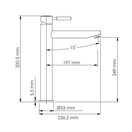 Смеситель Wasserkraft Gollach 3300 3303H на раковину черный