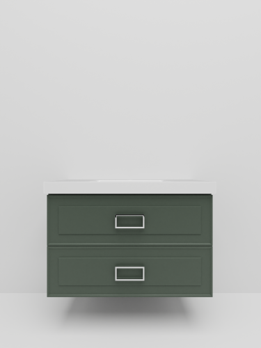 Тумба с раковиной La Fenice Cubo TWIN NFNC-01-CUB-G-100-2-2-100 101х62х49 подвесная цвет серо-зеленый - фото 3