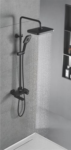 Душевая стойка Rose R1896H настенная цвет черный с термостатом - фото 4