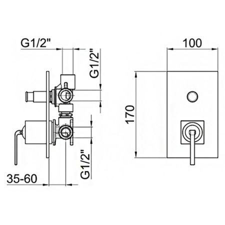 Смеситель для ванны и душа Webert Wolo WO860101564 встраиваемый в стену черный/хром