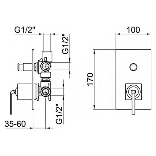 Смеситель для ванны и душа Webert Wolo WO860101564 встраиваемый в стену черный/хром - фото 3