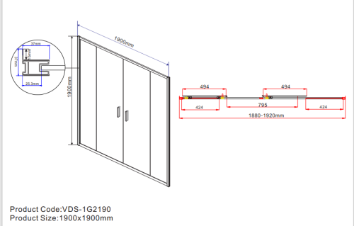 Душевая дверь Vincea Garda VDS-1G2190CH 190х190 стекло текстурное профиль хром глянцевый - фото 5