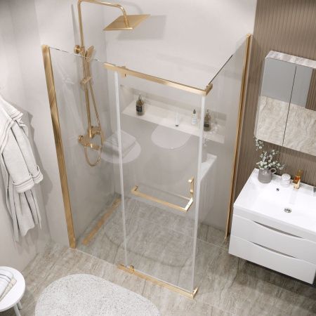 Душевой уголок Grossman Pragma 120.K33.03.1090.32.00 100х90 стекло прозрачное профиль золото без поддона