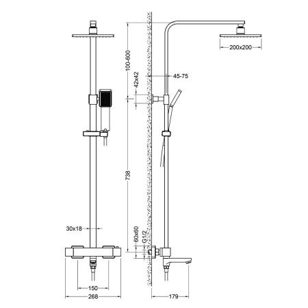 Душевая стойка Timo Tetra-thermo SX-0169/00 настенная цвет хром с термостатом