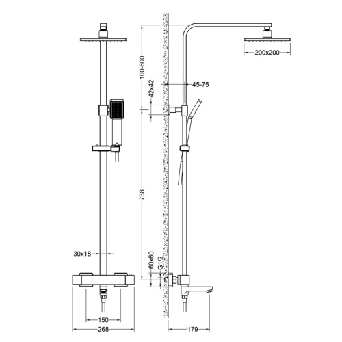 Душевая стойка Timo Tetra-thermo SX-0169/00 настенная цвет хром - фото 2
