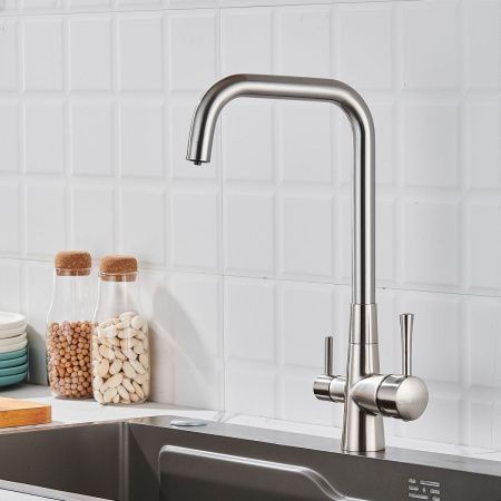 Смеситель для кухни Shevanik S528L на мойку сатин