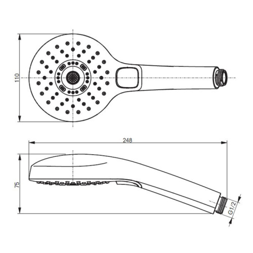 Душевая лейка Toto Showers TBW01011E1A круглая - фото 2
