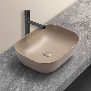 Раковина из сантехнического фарфора Vincea VBS-101MC 51х41 накладная цвет капучино матовый без отверстий под смеситель