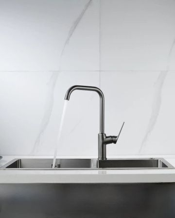 Смеситель для кухни Knotlor MUSE KN-61/GM на мойку вороненая сталь