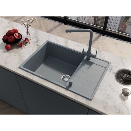 Кухонная мойка Grandex Aqua 600212 75х50 цвет серый поверхность матовая