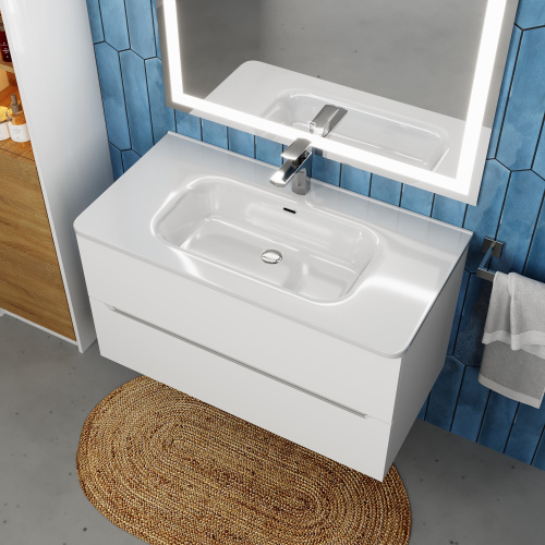 Раковина Uperwood Monica 91 см RMonica90wg полувстраиваемая цвет белый - фото 3