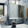 Душевая шторка на ванну Maybah Glass MGV-66-3ш 40х140 стекло тонированное профиль золото ориентация универсальная